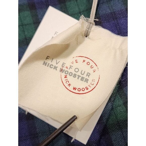 FIVE FOUR Nick Wooster 2XL Blue/Green Plaid NWT Long Sleeve Button Down Shirt - Picture 6 of 12